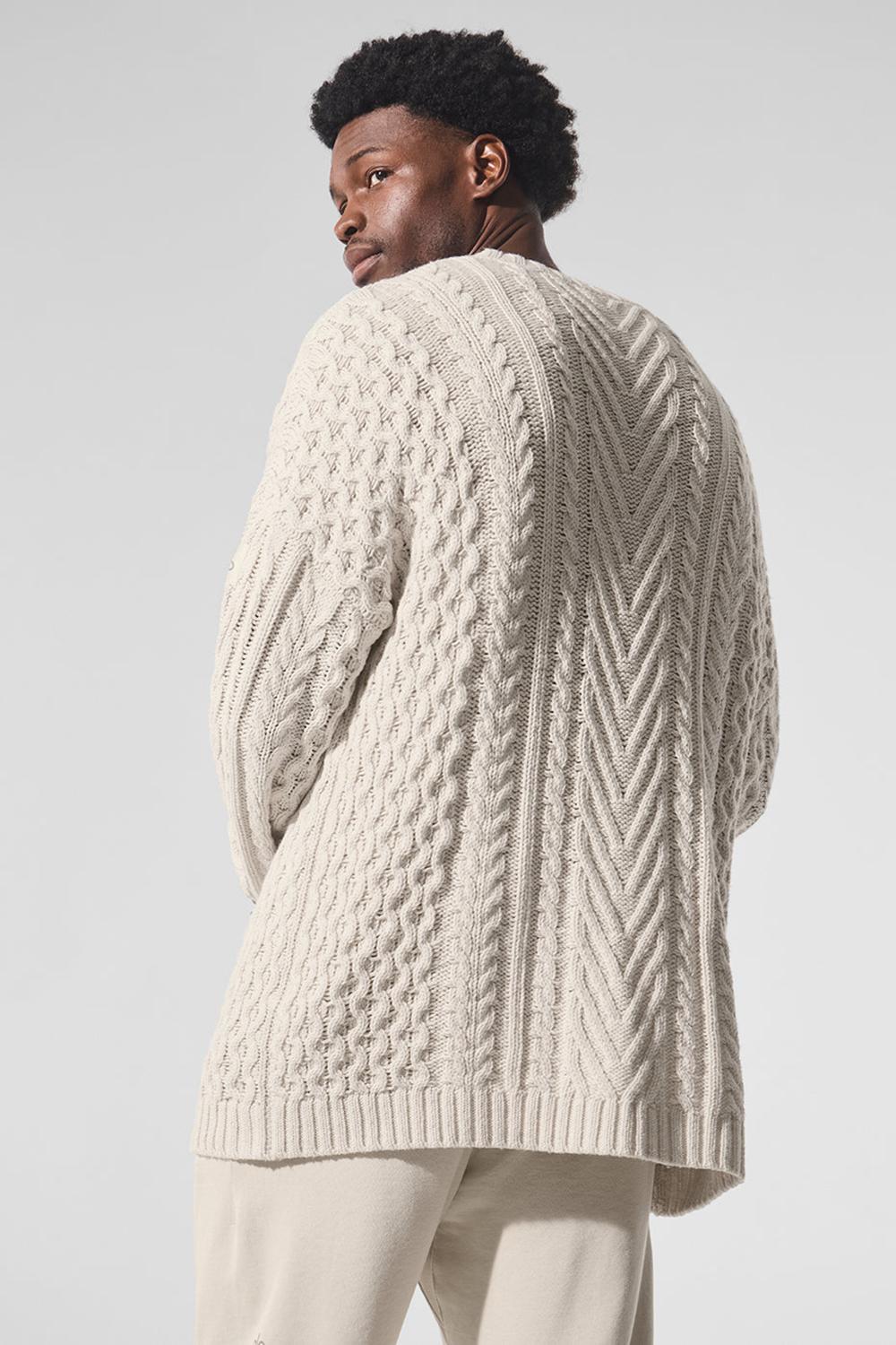 Πουλόβερ ανδρικα Alo Yoga Cable Knit Crew Neck Bone | Greece  TCADP-7092