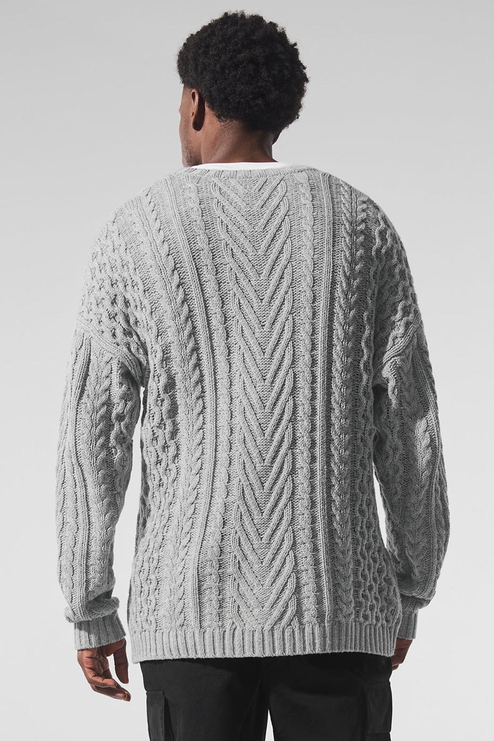 Πουλόβερ ανδρικα Alo Yoga Cable Knit Crew Neck γκρι | Greece  AGBXZ-3654