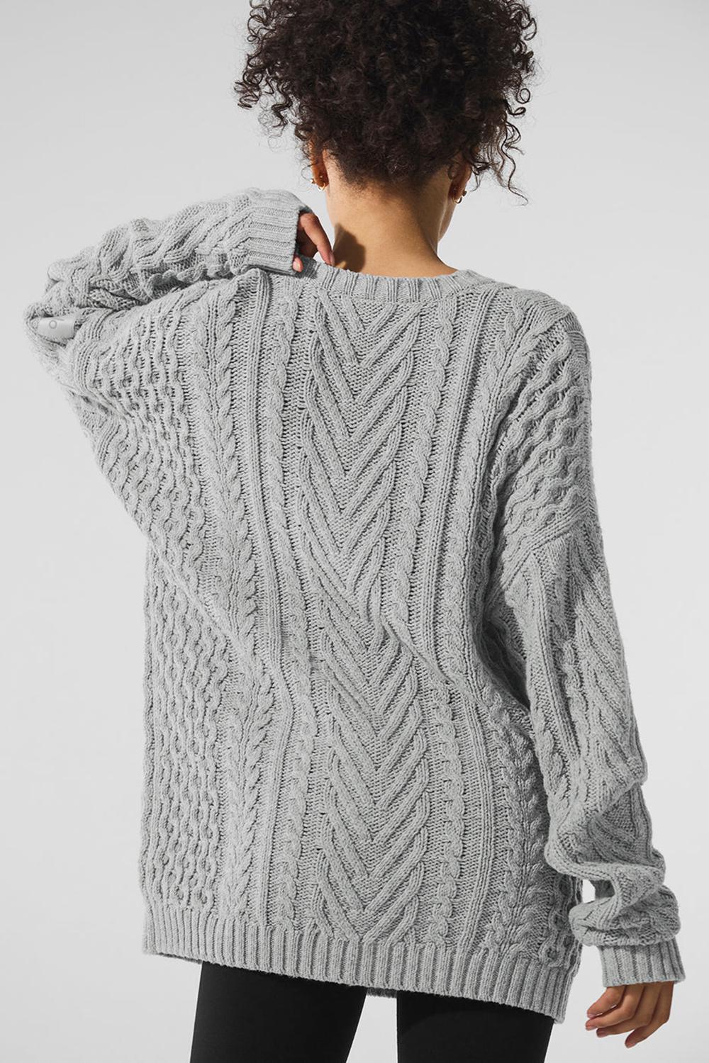 Πουλόβερ γυναικεια Alo Yoga Cable Knit Crew Neck γκρι | Greece  ZRFNV-9246
