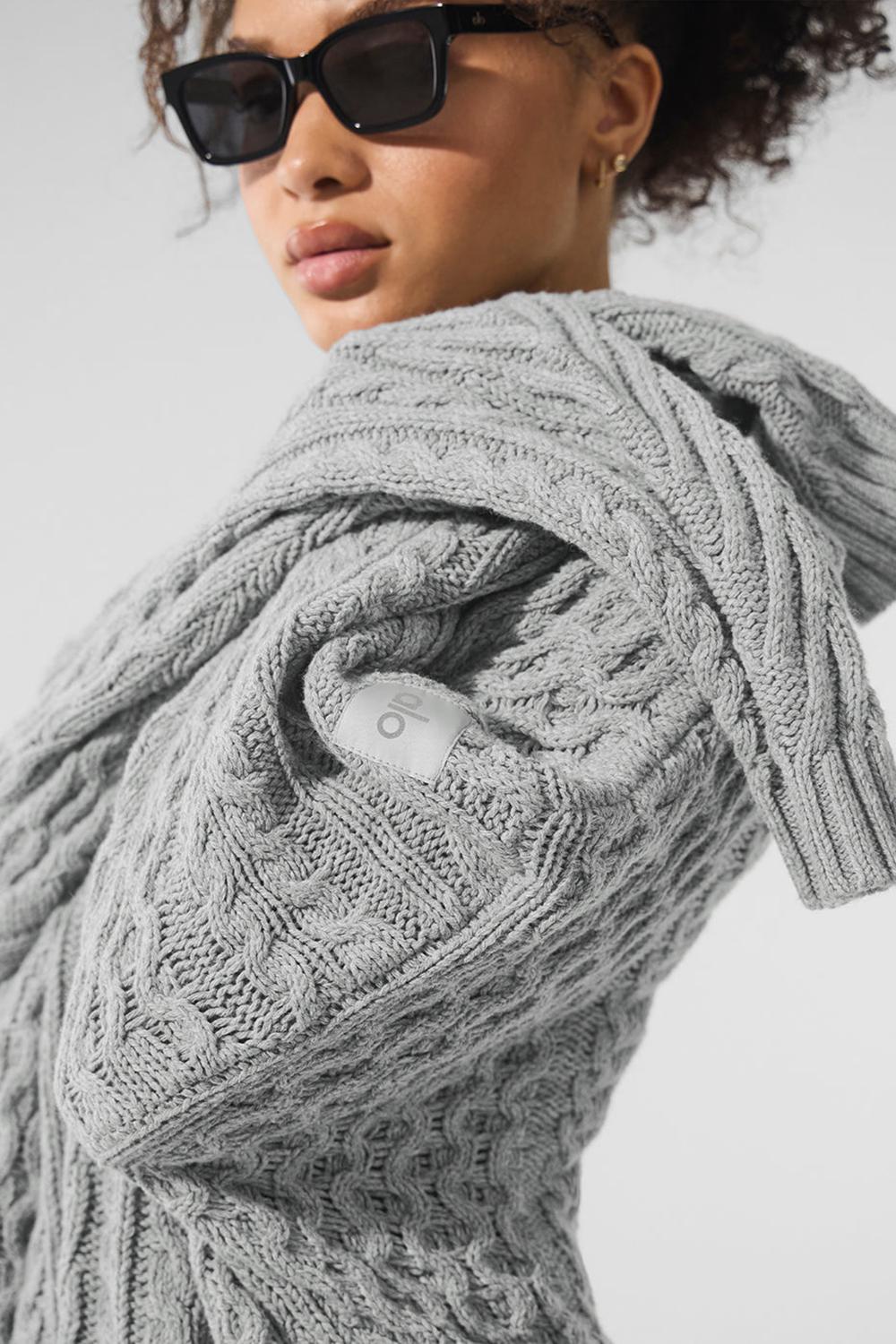 Πουλόβερ γυναικεια Alo Yoga Cable Knit Crew Neck γκρι | Greece  ZRFNV-9246
