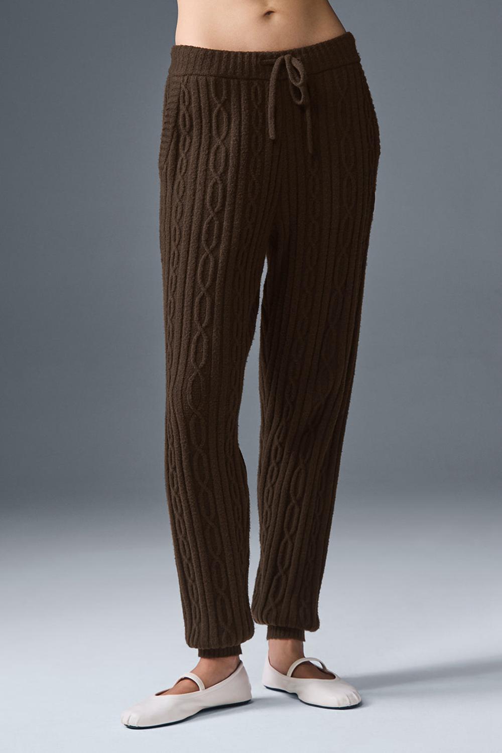 Παντελονι γυναικεια Alo Yoga Cable Knit Winter Bliss Espresso | Greece  LPFRV-7043