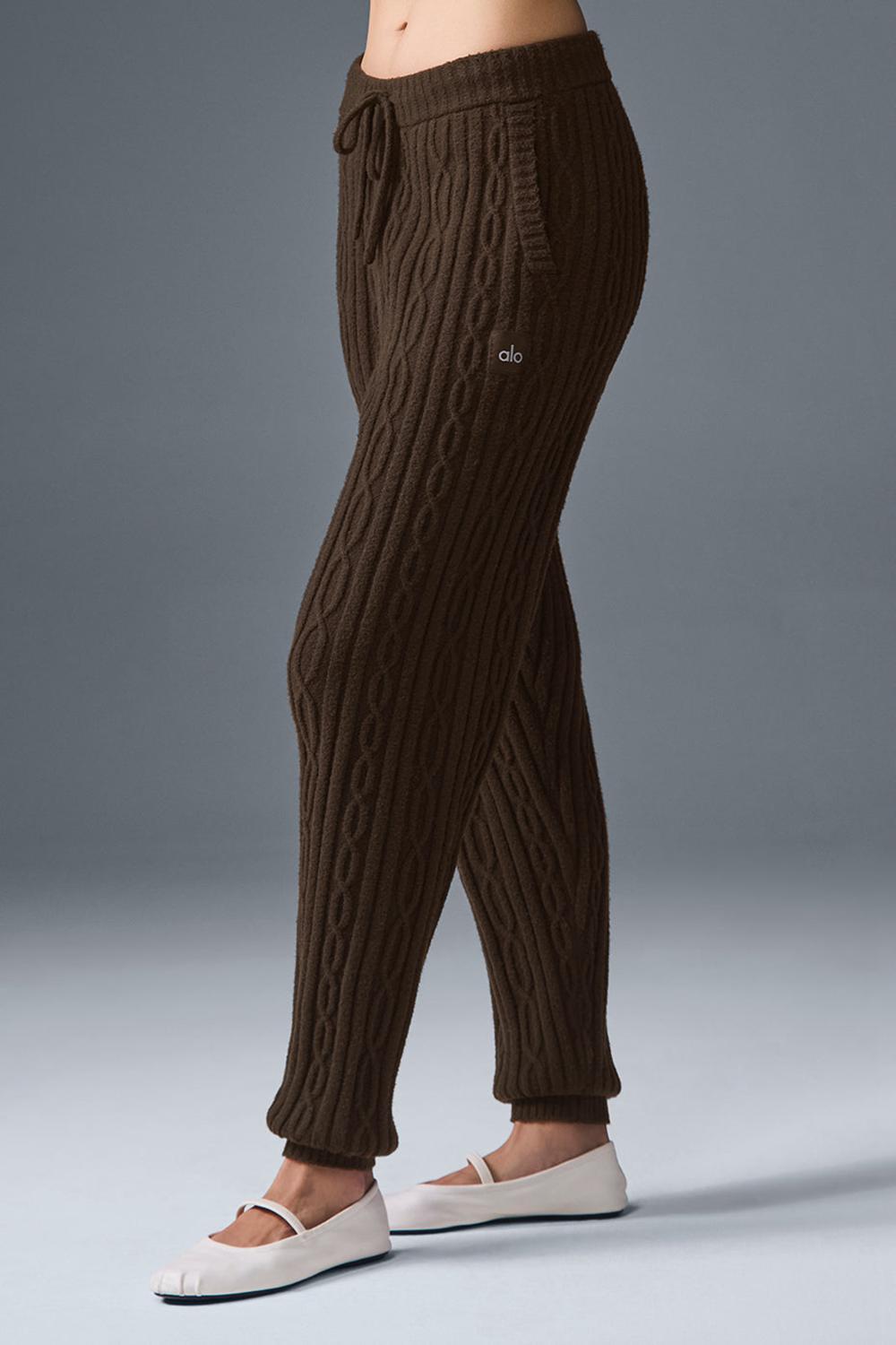 Παντελονι γυναικεια Alo Yoga Cable Knit Winter Bliss Espresso | Greece  LPFRV-7043