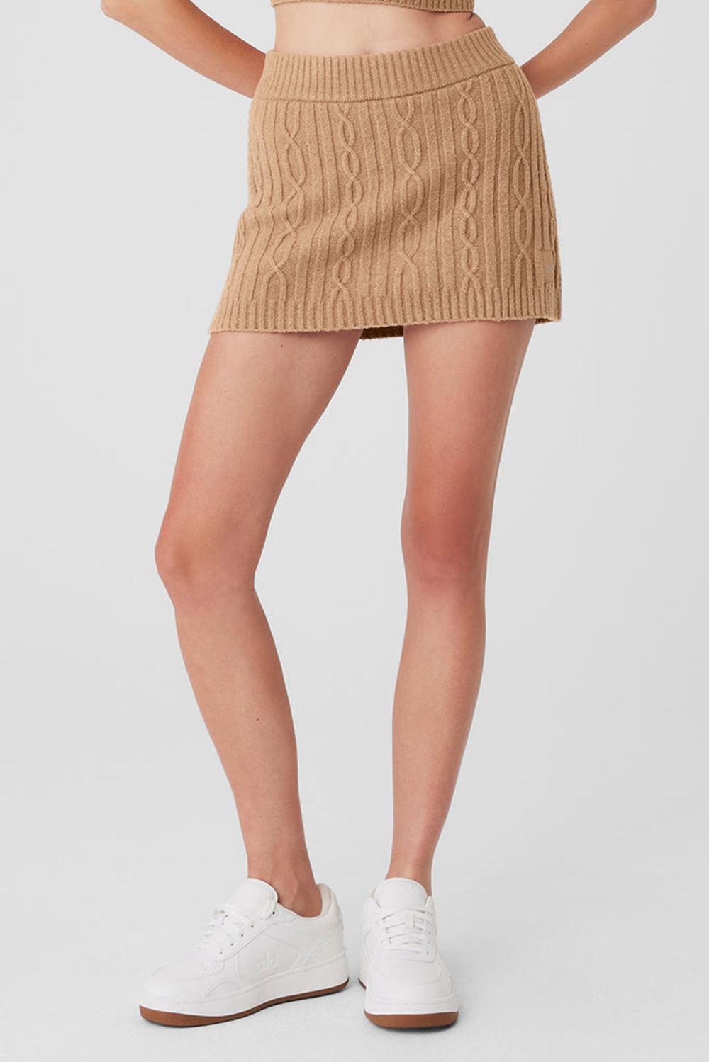 φουστεσ γυναικεια Alo Yoga Cable Knit Winter Bliss Mini Toasted Almond | Greece  RFHQP-1329