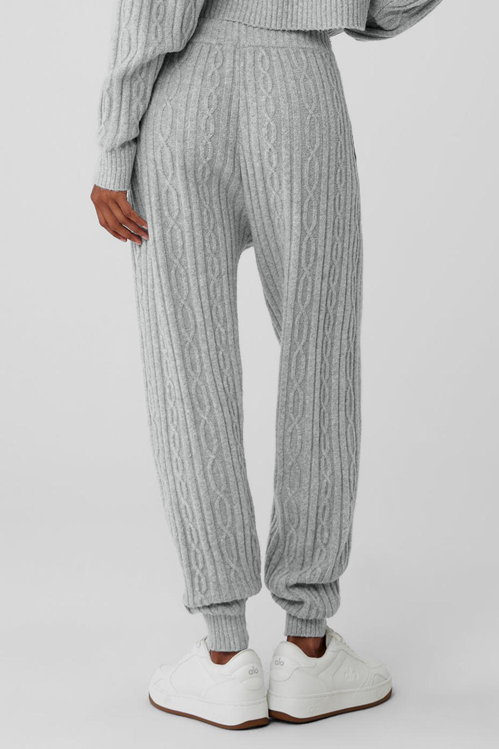 Παντελονι γυναικεια Alo Yoga Cable Knit Winter Bliss γκρι | Greece  TNMCE-2690