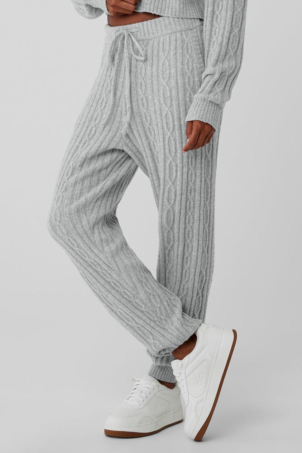 Παντελονι γυναικεια Alo Yoga Cable Knit Winter Bliss γκρι | Greece  TNMCE-2690