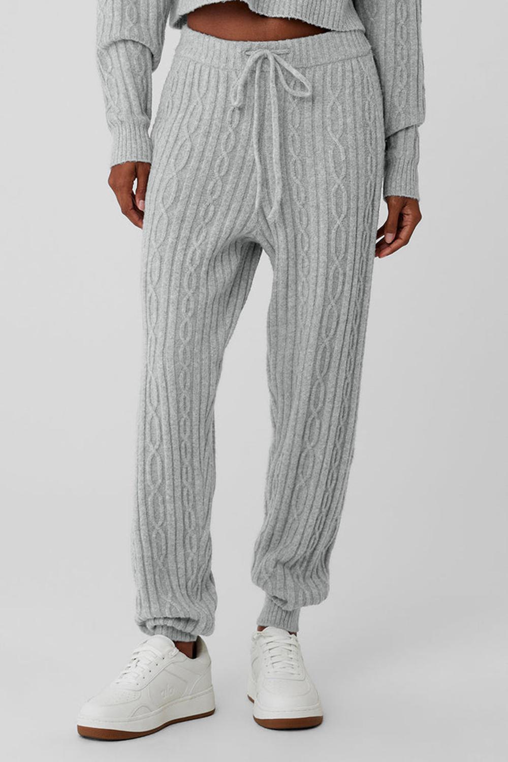 Παντελονι γυναικεια Alo Yoga Cable Knit Winter Bliss γκρι | Greece  TNMCE-2690