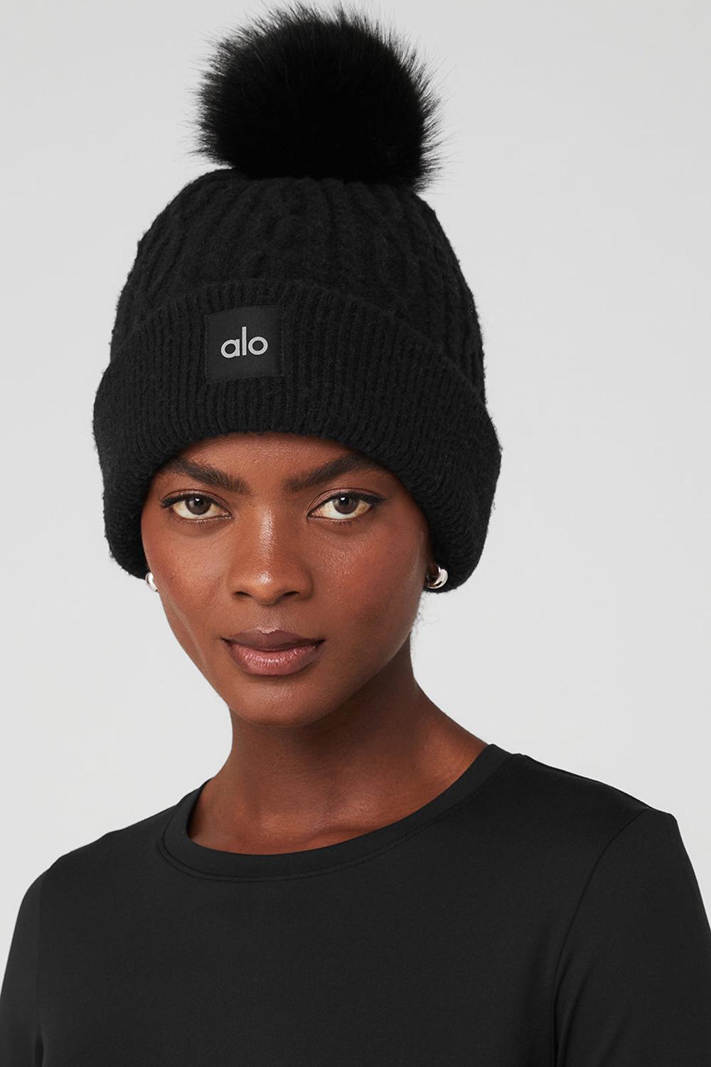 Σκουφακι γυναικεια Alo Yoga Cable Knit μαυρα | Greece  ACWZK-5761