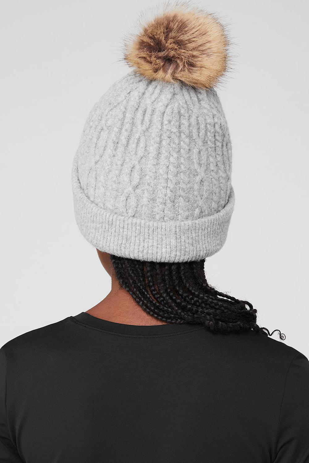 Σκουφακι γυναικεια Alo Yoga Cable Knit γκρι | Greece  AHDSC-9431