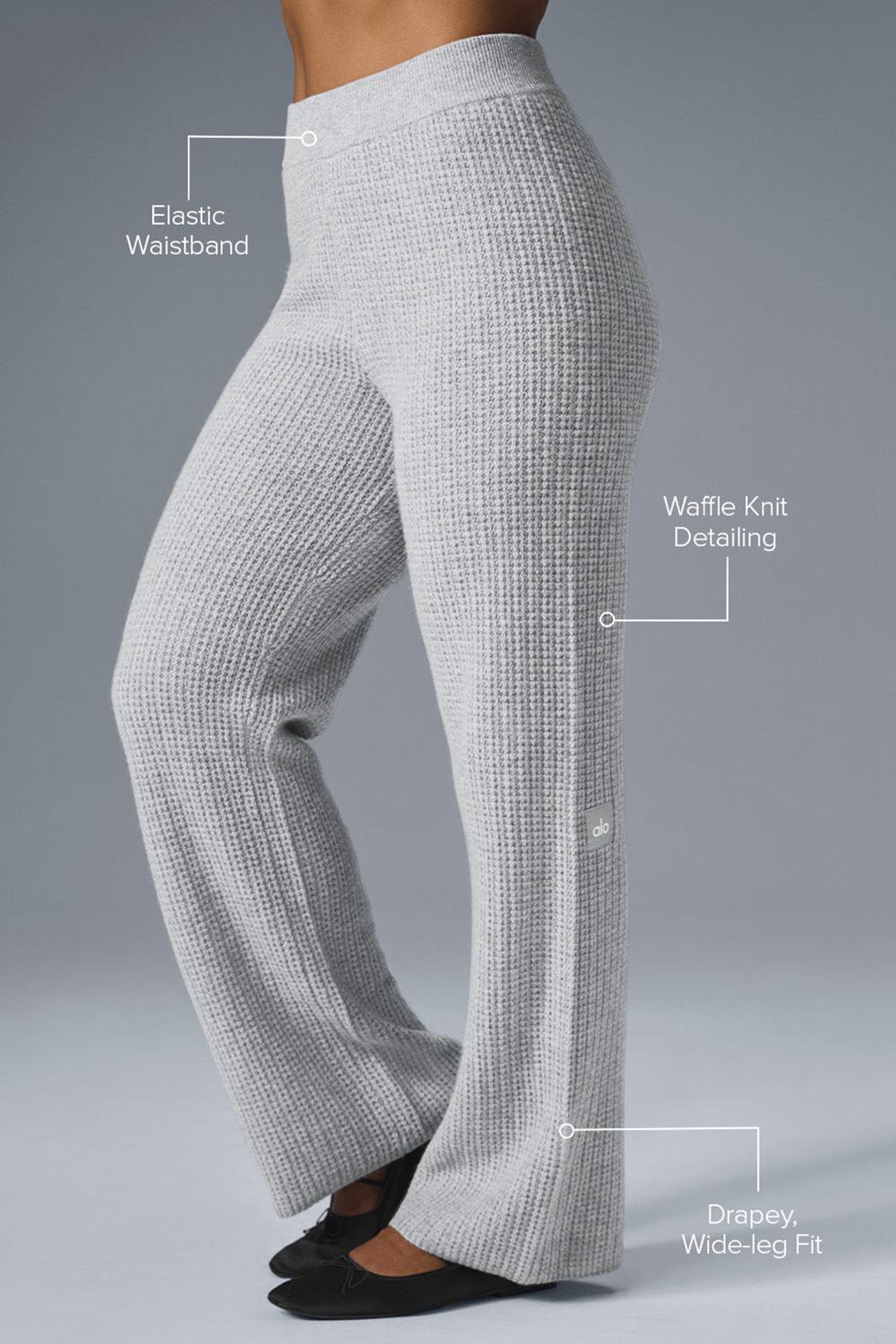 Παντελονι γυναικεια Alo Yoga Cashmere High-Waist Plush Waffle γκρι | Greece  LCWXI-1073