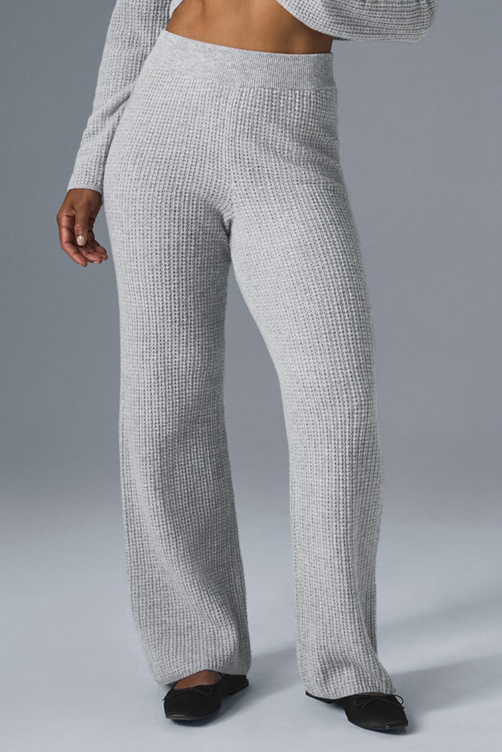 Παντελονι γυναικεια Alo Yoga Cashmere High-Waist Plush Waffle γκρι | Greece  LCWXI-1073