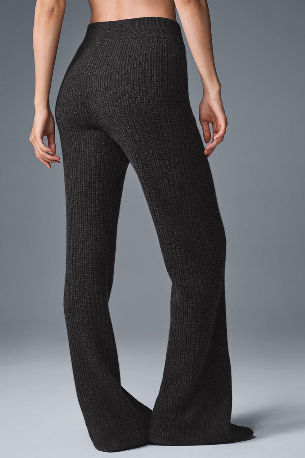 Παντελονι γυναικεια Alo Yoga Cashmere High-Waist Plush Waffle σκούρο γκρι | Greece  UQZIW-7620