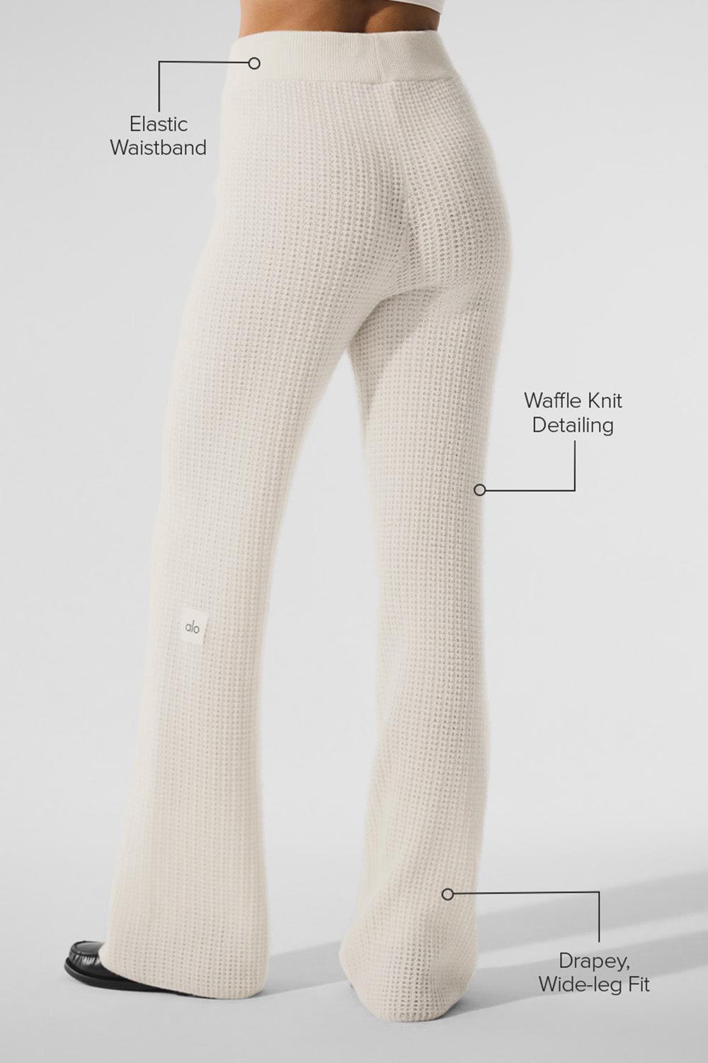 Παντελονι γυναικεια Alo Yoga Cashmere High-Waist Plush Waffle Ivory | Greece  HULZA-3521