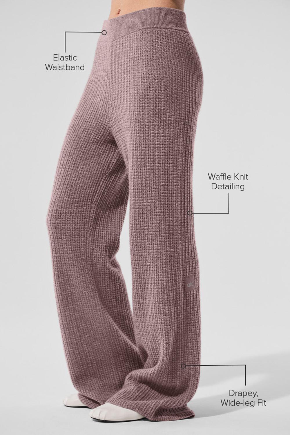 Παντελονι γυναικεια Alo Yoga Cashmere High-Waist Plush Waffle Mushroom Heather | Greece  FLNMU-4672