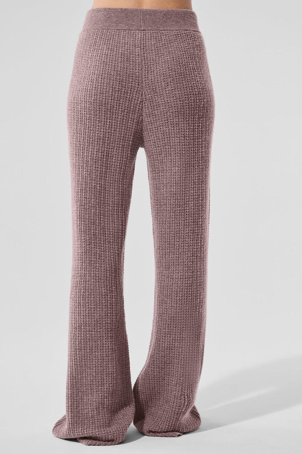 Παντελονι γυναικεια Alo Yoga Cashmere High-Waist Plush Waffle Mushroom Heather | Greece  FLNMU-4672