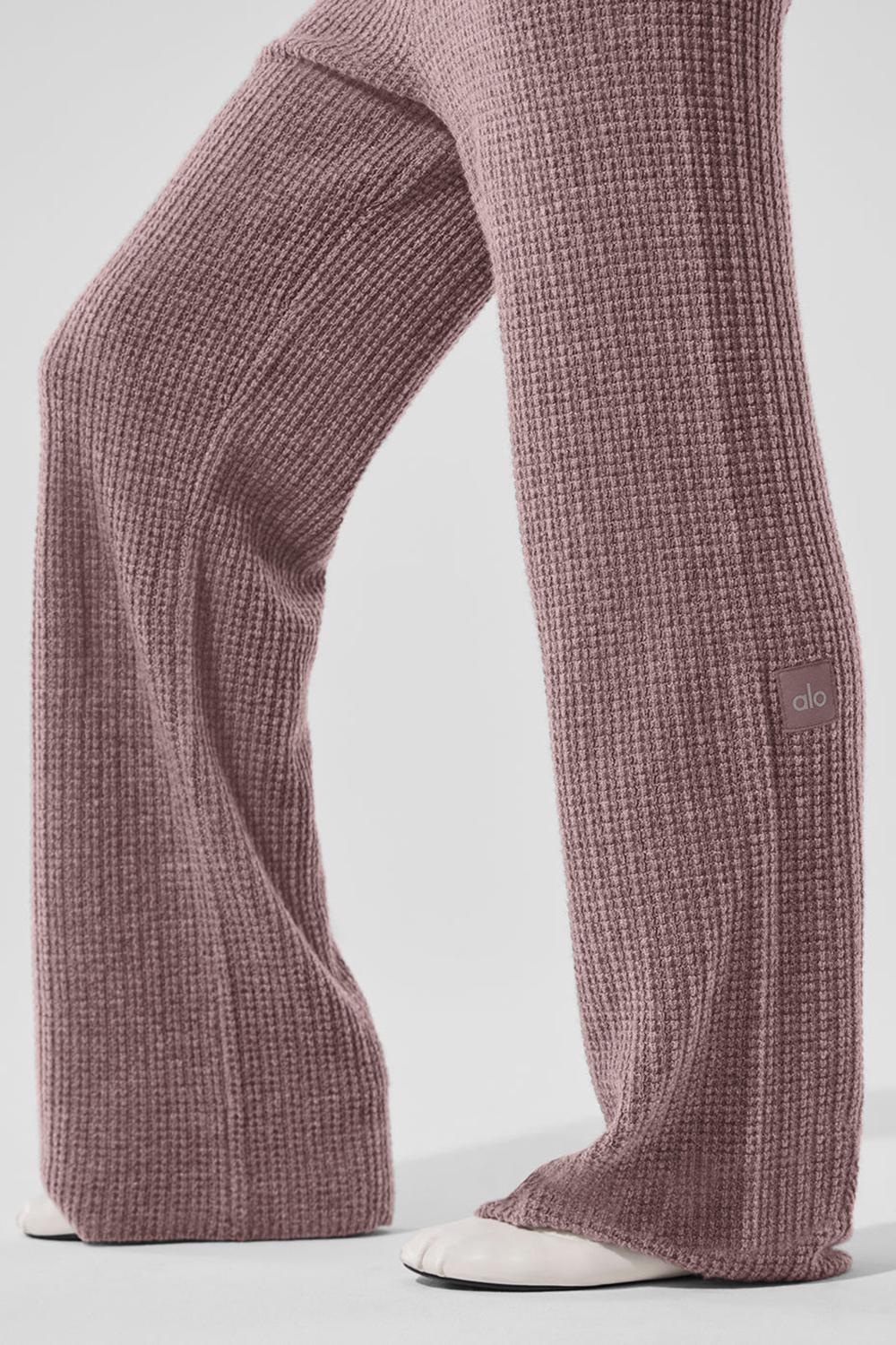 Παντελονι γυναικεια Alo Yoga Cashmere High-Waist Plush Waffle Mushroom Heather | Greece  FLNMU-4672
