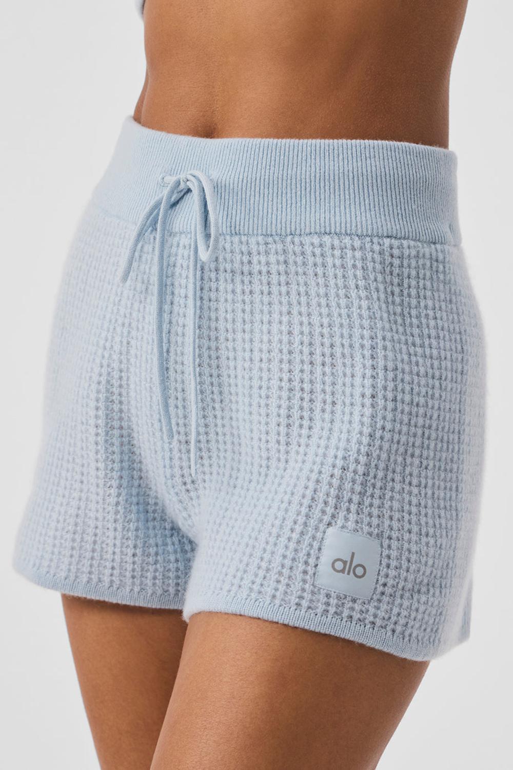 Σορτσ γυναικεια Alo Yoga Cashmere High-Waist Plush Waffle μπλε | Greece  XFJWC-0157