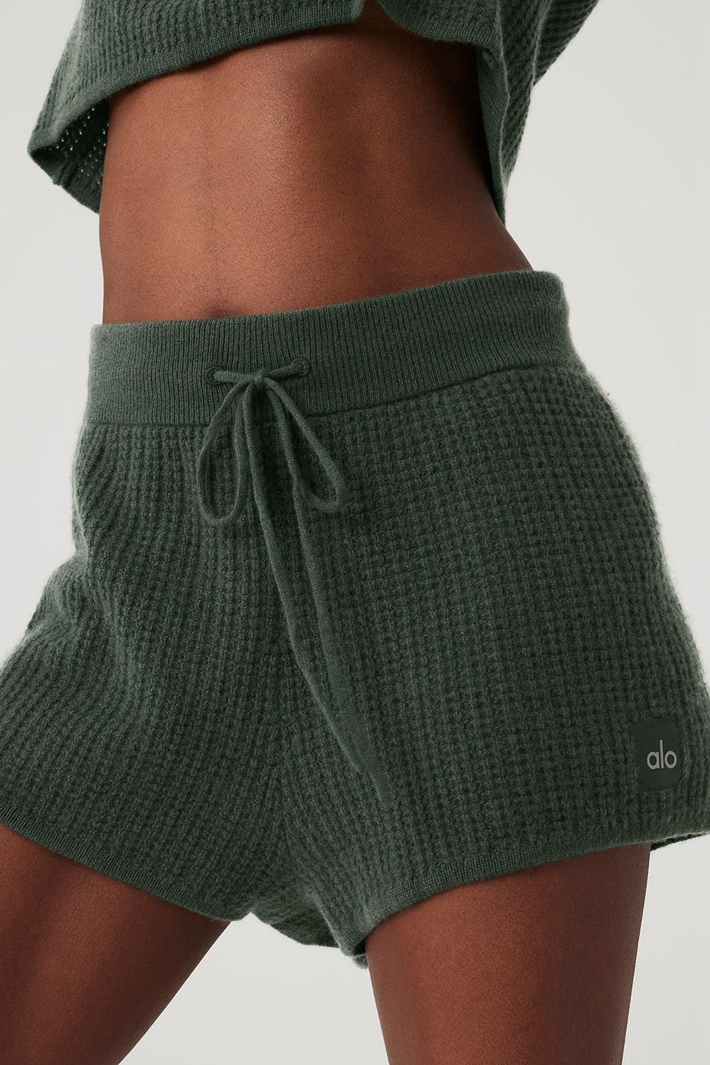 Σορτσ γυναικεια Alo Yoga Cashmere High-Waist Plush Waffle σκούρο | Greece  PYZCA-3495