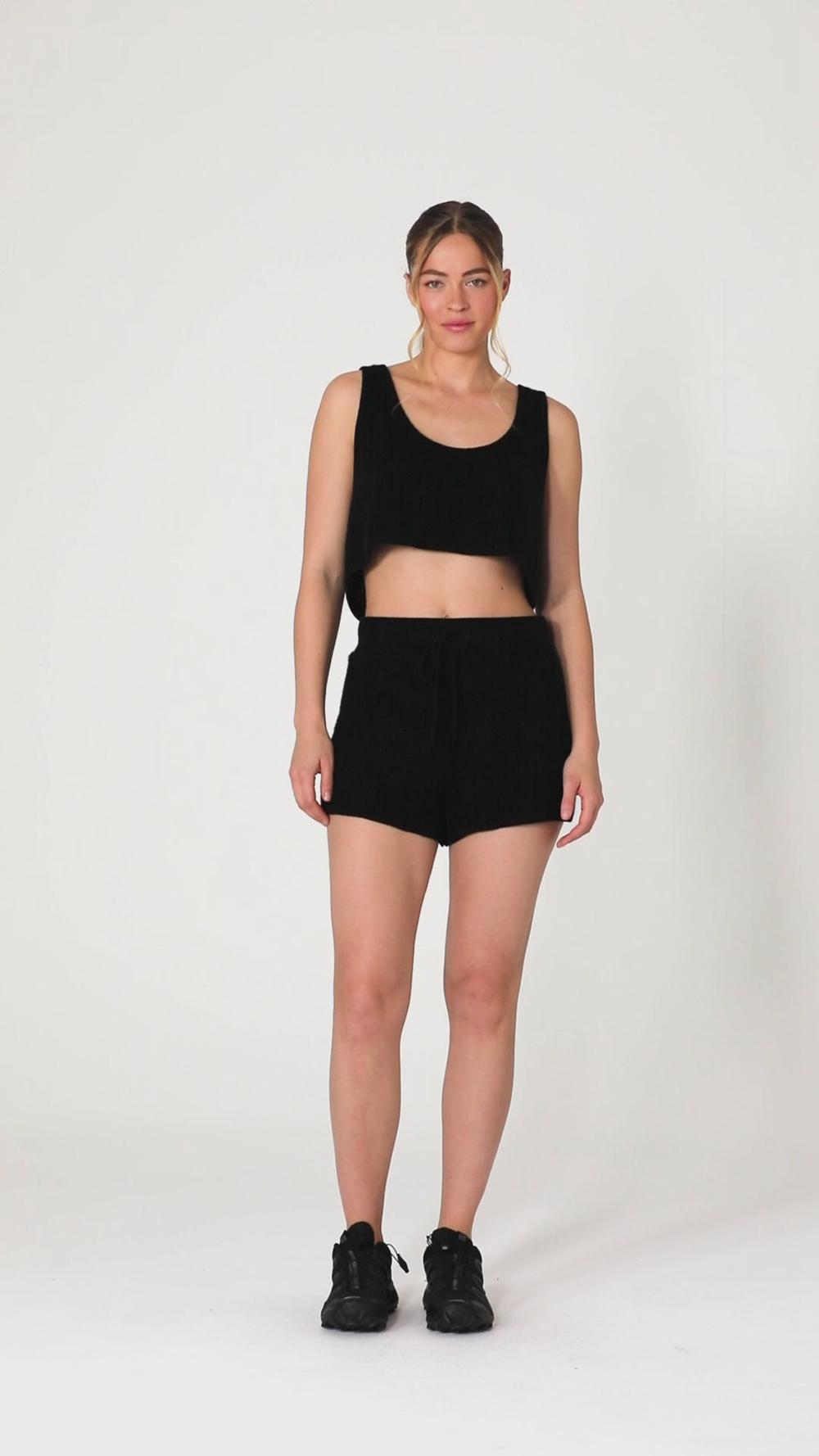 Σορτσ γυναικεια Alo Yoga Cashmere High-Waist Plush Waffle σκούρο | Greece  PYZCA-3495