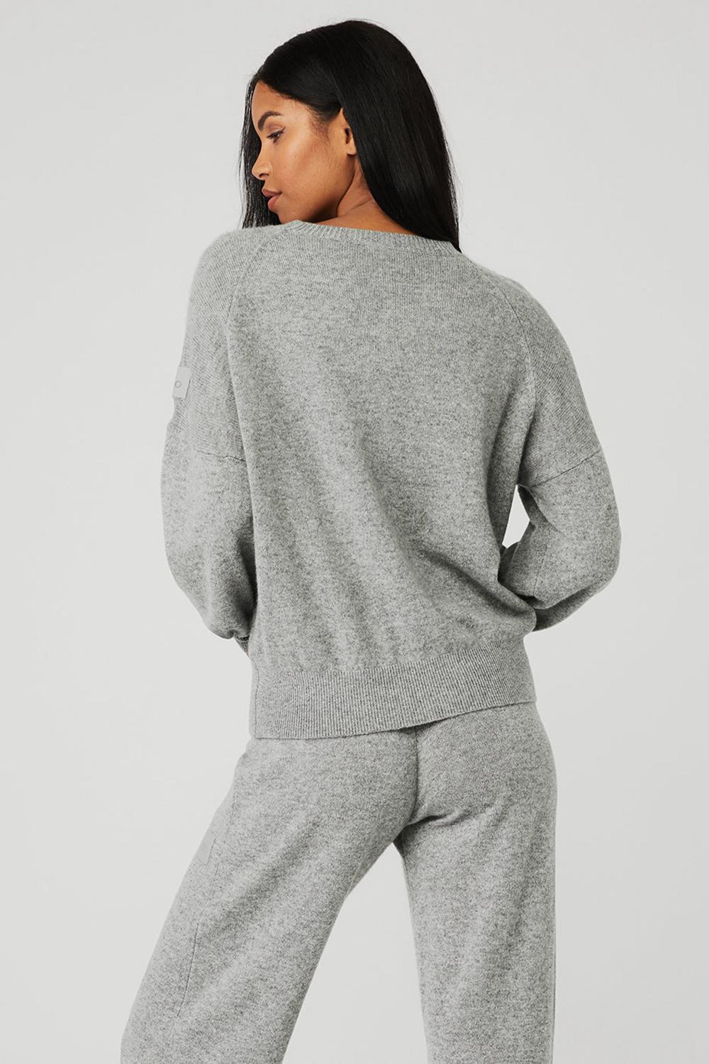 Φούτερ γυναικεια Alo Yoga Cashmere Jet Set Crew γκρι | Greece  UGQOV-4371