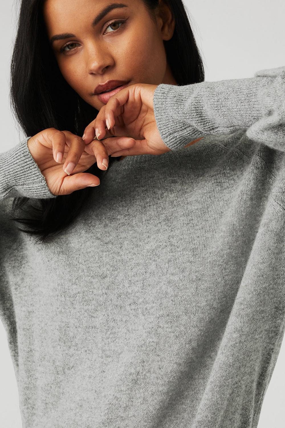Φούτερ γυναικεια Alo Yoga Cashmere Jet Set Crew γκρι | Greece  UGQOV-4371