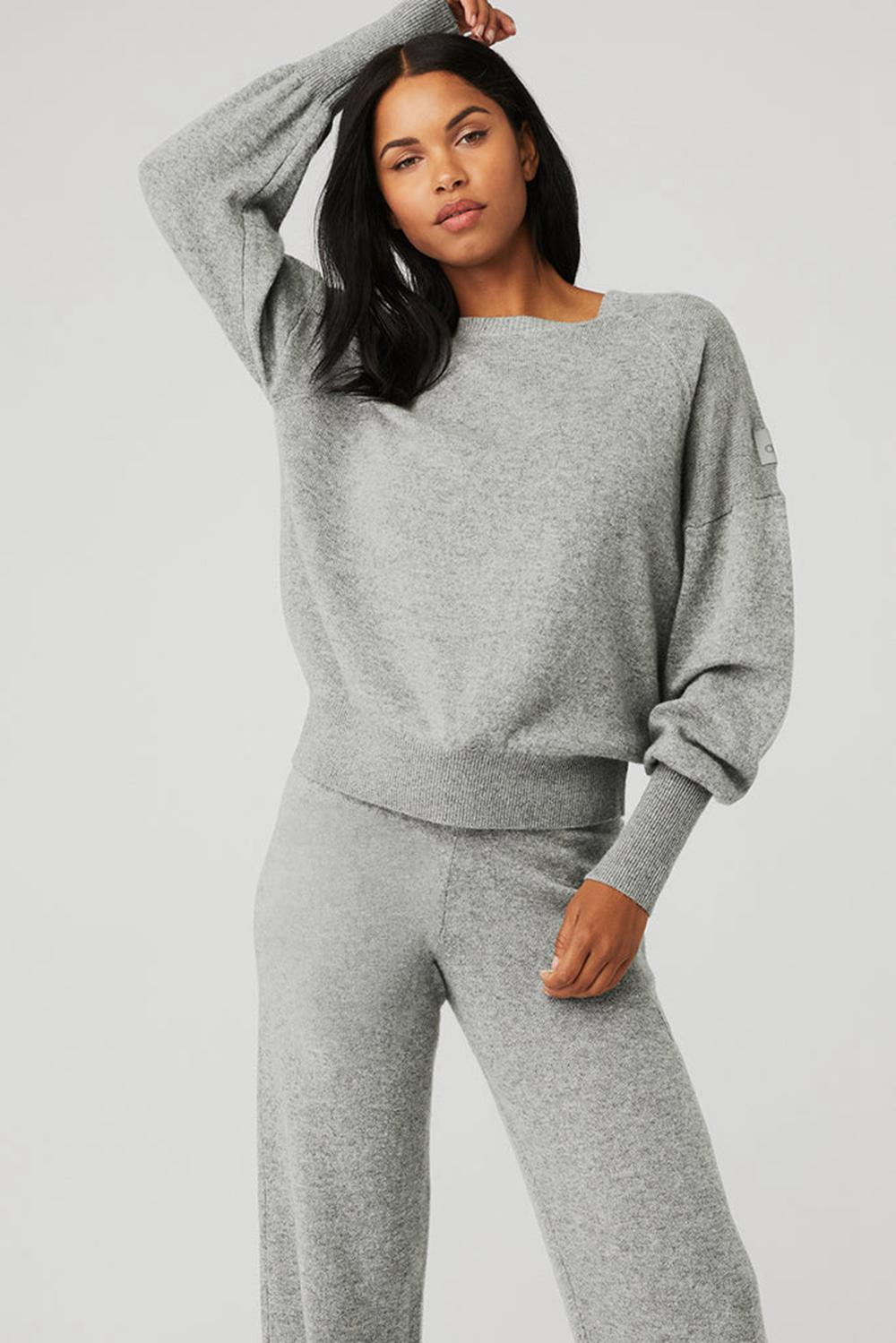 Φούτερ γυναικεια Alo Yoga Cashmere Jet Set Crew γκρι | Greece  UGQOV-4371