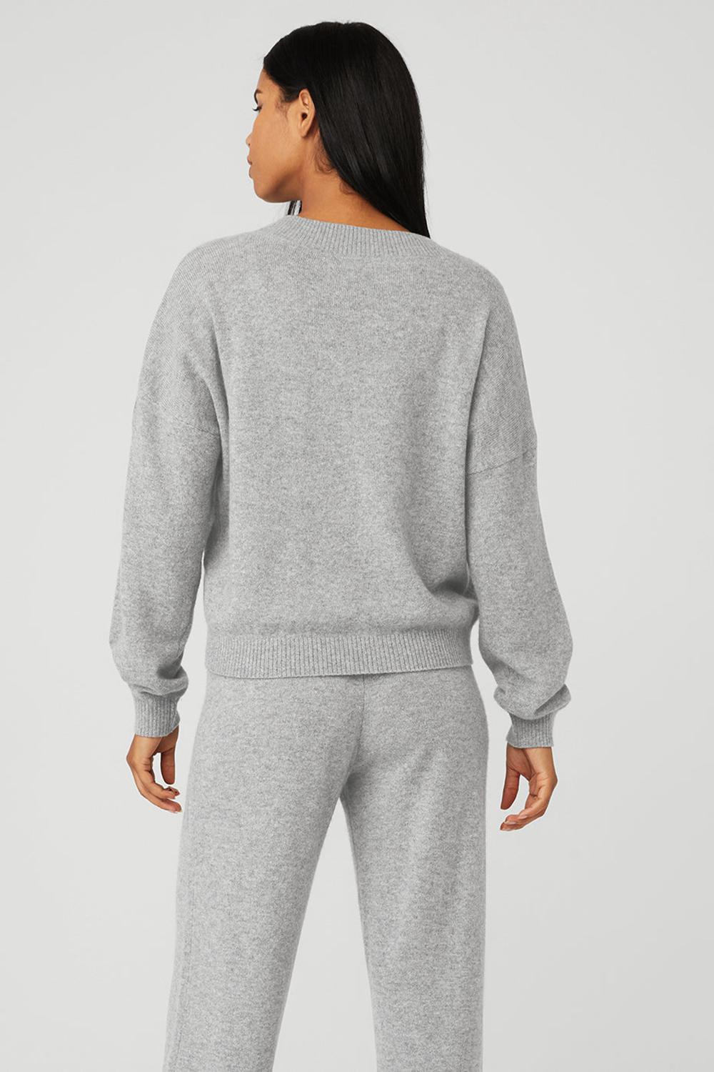 Φουτερ γυναικεια Alo Yoga Cashmere Jet Set V-Neck γκρι | Greece  OLDXN-1802