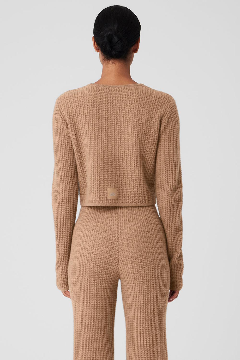 Μακρυμανικο γυναικεια Alo Yoga Cashmere Plush Waffle Cropped Toasted Almond | Greece  IBYOX-8692