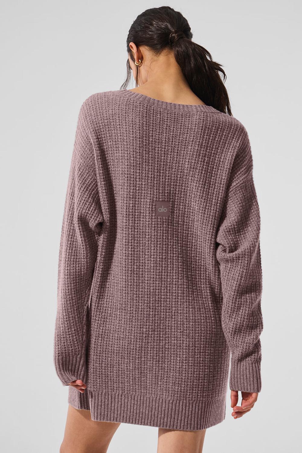 Φορεμα γυναικεια Alo Yoga Cashmere Plush Waffle Mushroom Heather | Greece  NPRWL-2801