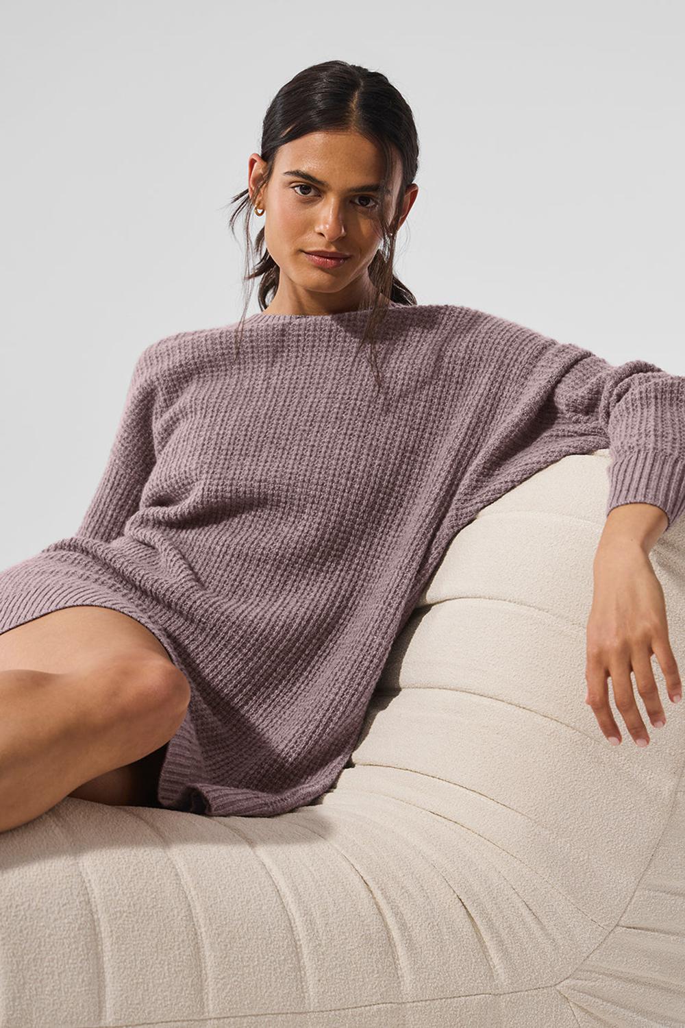 Φορεμα γυναικεια Alo Yoga Cashmere Plush Waffle Mushroom Heather | Greece  NPRWL-2801