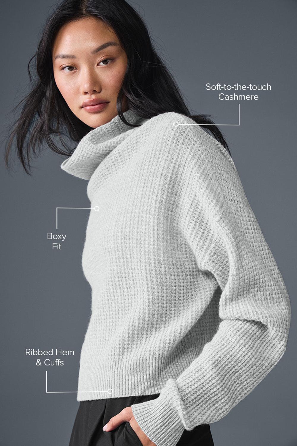 Φουτερ γυναικεια Alo Yoga Cashmere Plush Waffle Turtleneck γκρι | Greece  HEQLX-4836