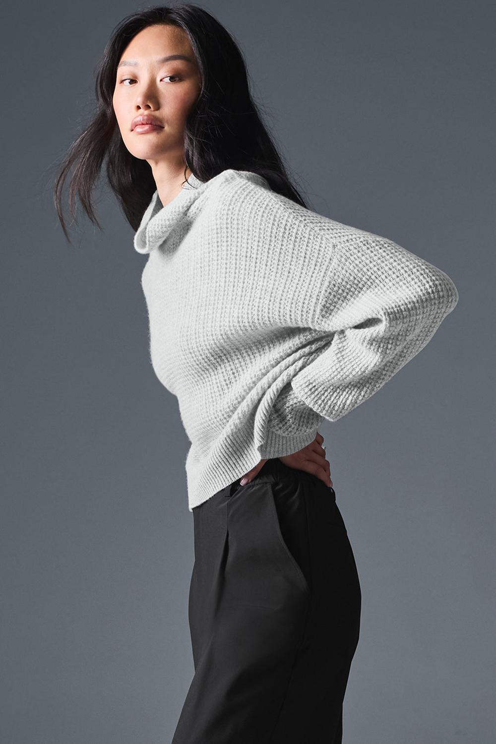 Φουτερ γυναικεια Alo Yoga Cashmere Plush Waffle Turtleneck γκρι | Greece  HEQLX-4836