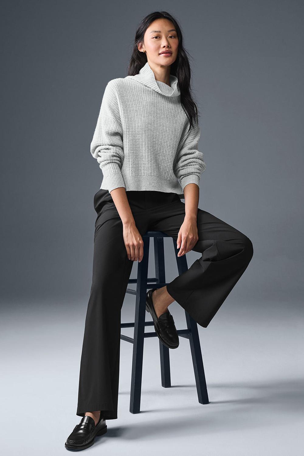 Φουτερ γυναικεια Alo Yoga Cashmere Plush Waffle Turtleneck γκρι | Greece  HEQLX-4836
