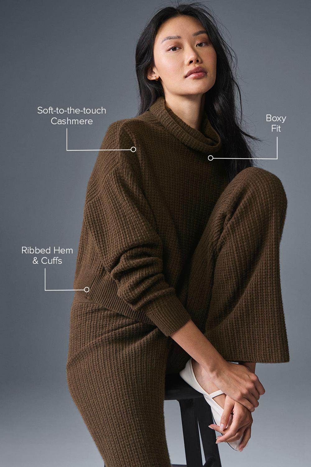 Φουτερ γυναικεια Alo Yoga Cashmere Plush Waffle Turtleneck Espresso | Greece  DKXJL-9816