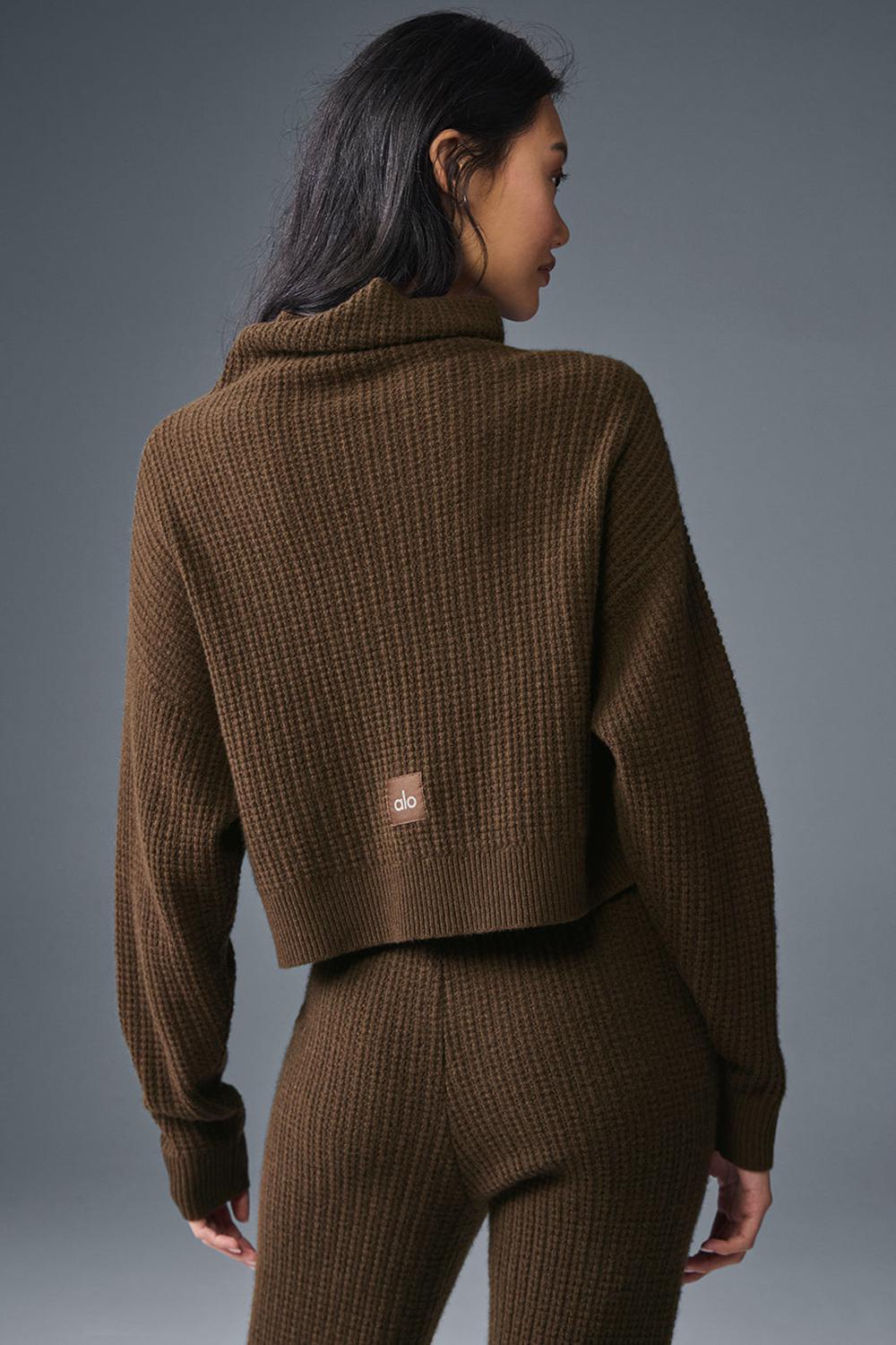 Φουτερ γυναικεια Alo Yoga Cashmere Plush Waffle Turtleneck Espresso | Greece  DKXJL-9816