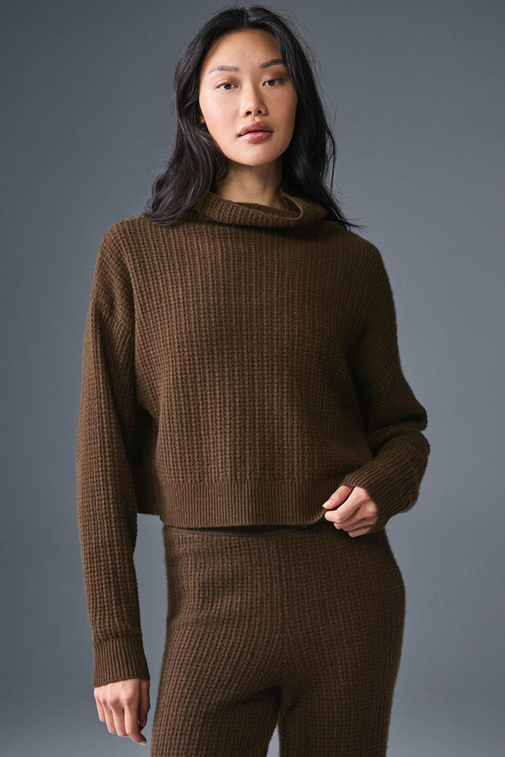 Φουτερ γυναικεια Alo Yoga Cashmere Plush Waffle Turtleneck Espresso | Greece  DKXJL-9816