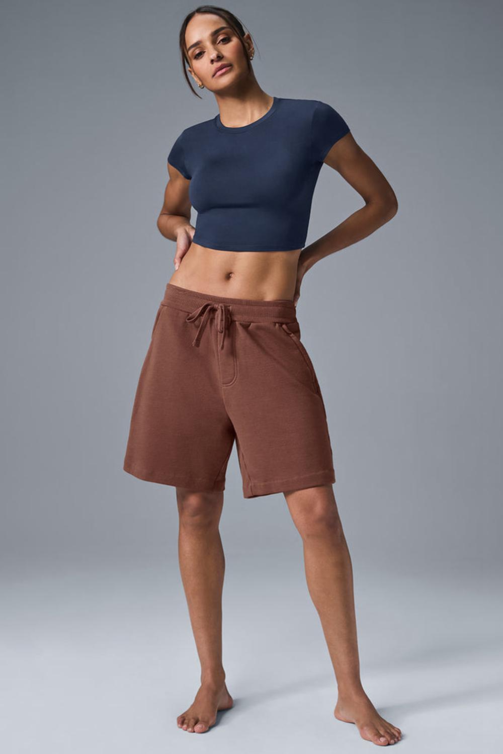 Σορτσ γυναικεια Alo Yoga Chill Chestnut | Greece  TNFBW-2340