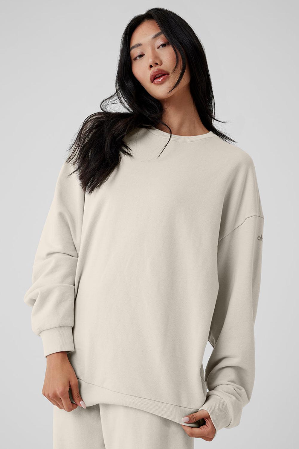 Φουτερ γυναικεια Alo Yoga Chill Crew Neck Bone | Greece  RVDZM-6057
