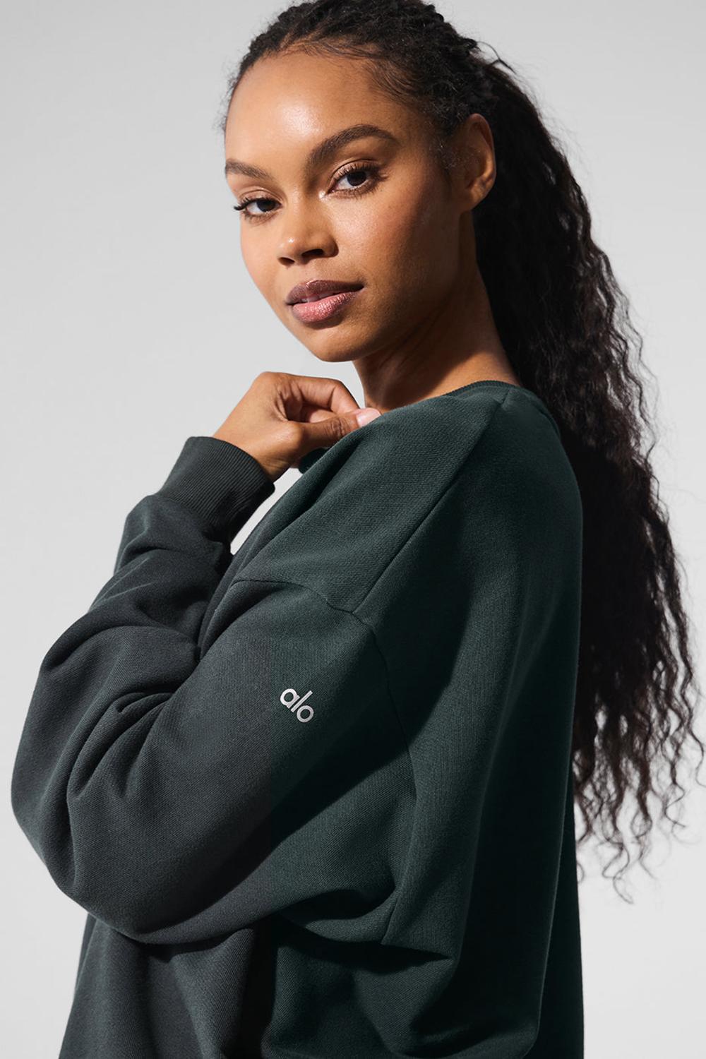Φουτερ γυναικεια Alo Yoga Chill Crew Neck πρασινο | Greece  LZPCO-5748