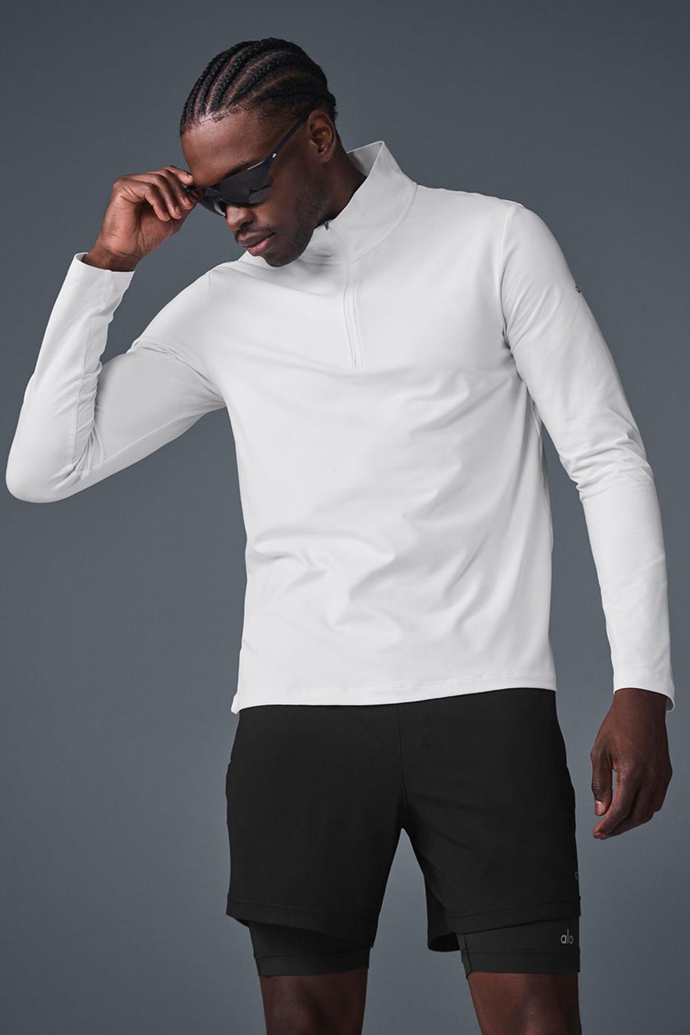 Μακρυμανικο ανδρικα Alo Yoga Conquer 1/4 Zip Reform ασπρα | Greece  APDJK-5718