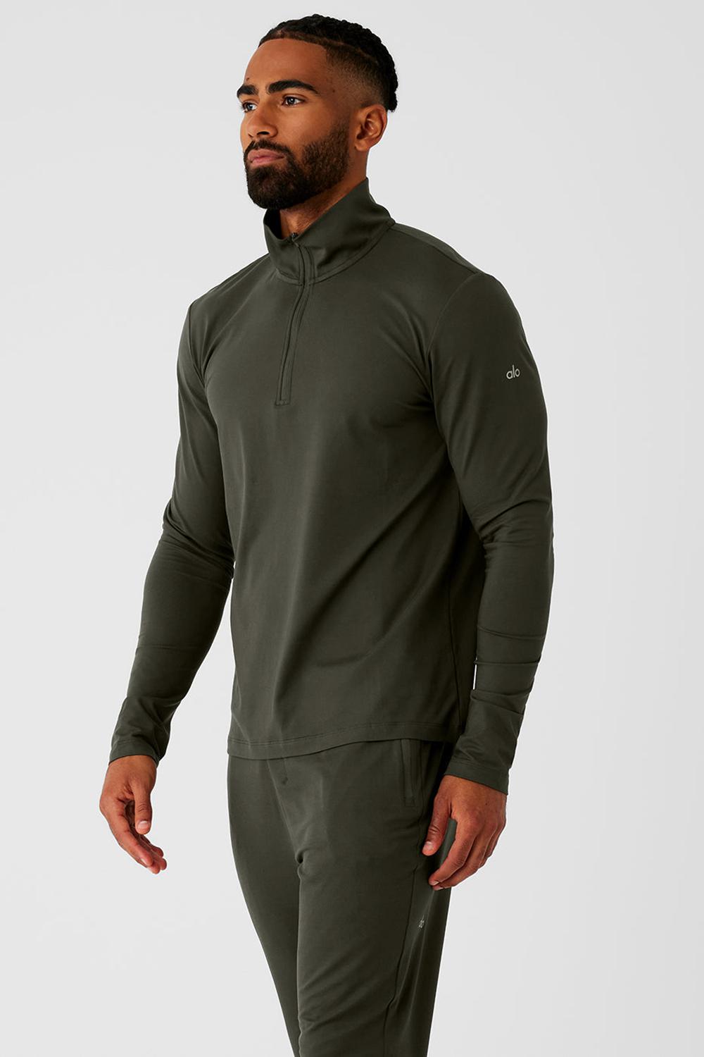 Μακρυμανικο ανδρικα Alo Yoga Conquer 1/4 Zip Reform πρασινο | Greece  ZGMJP-9803