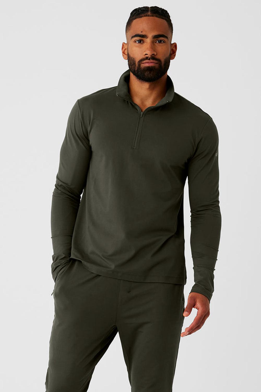 Μακρυμανικο ανδρικα Alo Yoga Conquer 1/4 Zip Reform πρασινο | Greece  ZGMJP-9803