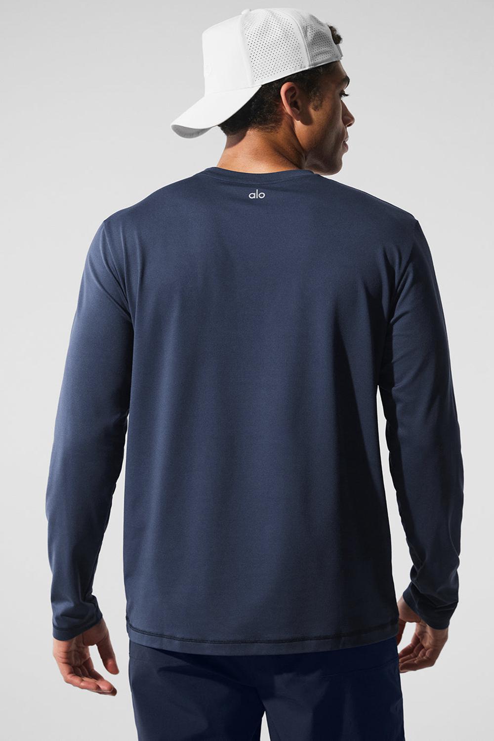Μακρυμανικο ανδρικα Alo Yoga Conquer Reform Crewneck σκουρο μπλε | Greece  WUXIA-8269