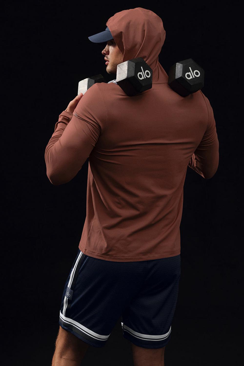 Μακρυμανικο ανδρικα Alo Yoga Conquer Reform With Hood Chestnut | Greece  LWYVI-5316
