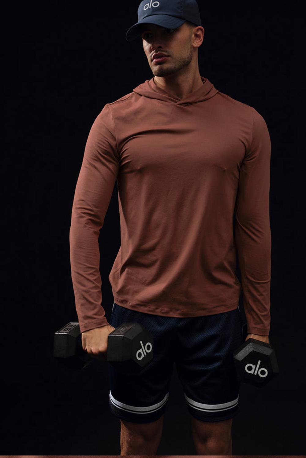 Μακρυμανικο ανδρικα Alo Yoga Conquer Reform With Hood Chestnut | Greece  LWYVI-5316
