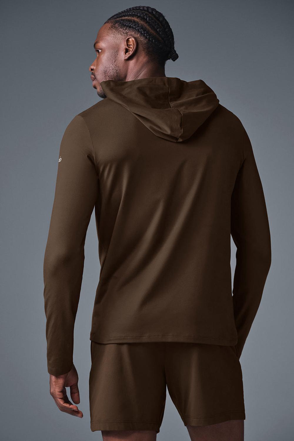 Μακρυμανικο ανδρικα Alo Yoga Conquer Reform With Hood Espresso | Greece  UWHLF-3250