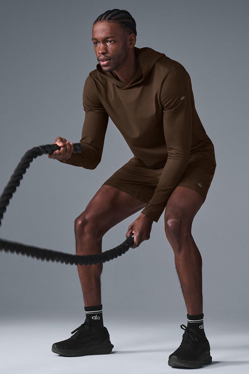 Μακρυμανικο ανδρικα Alo Yoga Conquer Reform With Hood Espresso | Greece  UWHLF-3250