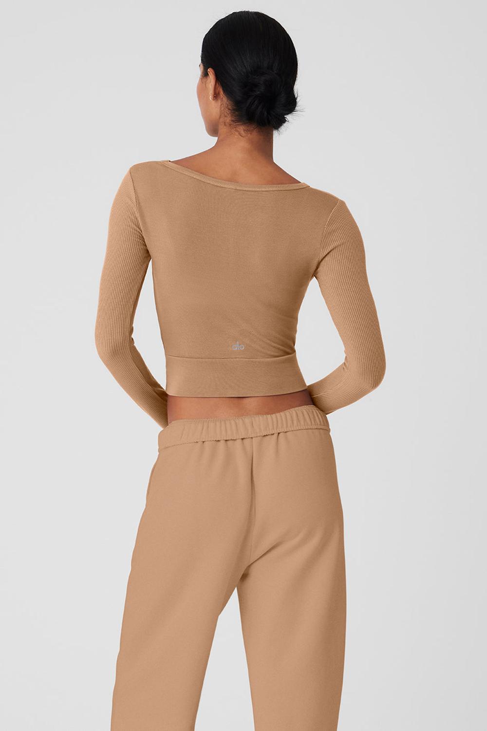Μακρυμανικο γυναικεια Alo Yoga Cover Top Toasted Almond | Greece  MYXUZ-1962