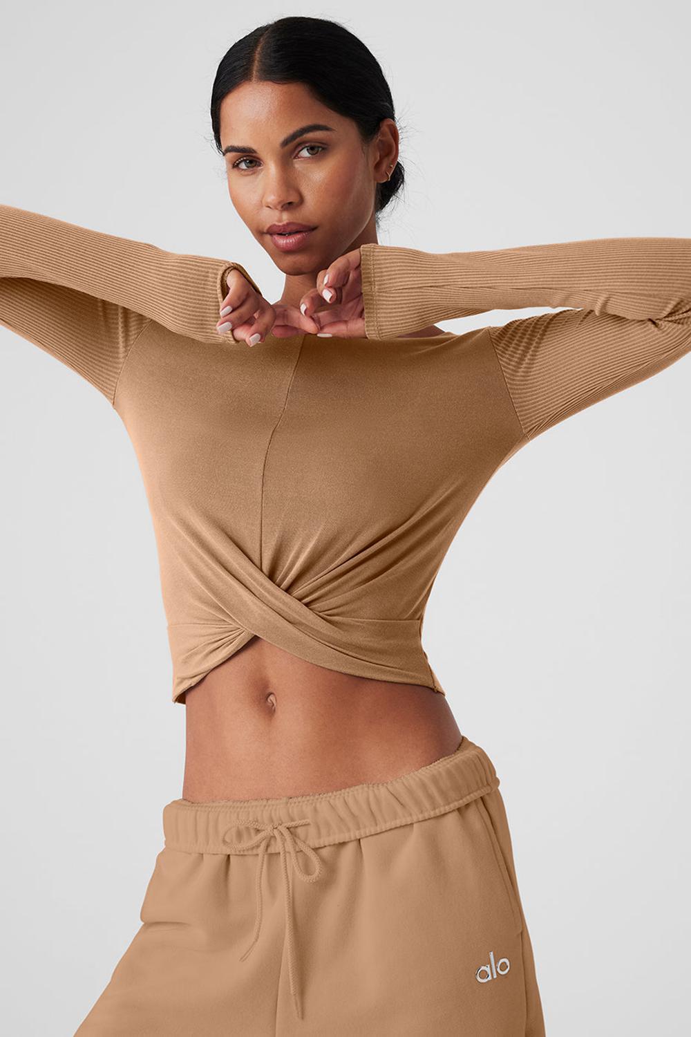 Μακρυμανικο γυναικεια Alo Yoga Cover Top Toasted Almond | Greece  MYXUZ-1962