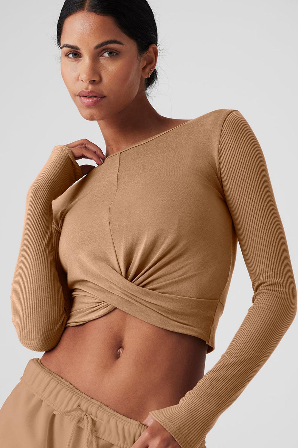 Μακρυμανικο γυναικεια Alo Yoga Cover Top Toasted Almond | Greece  MYXUZ-1962