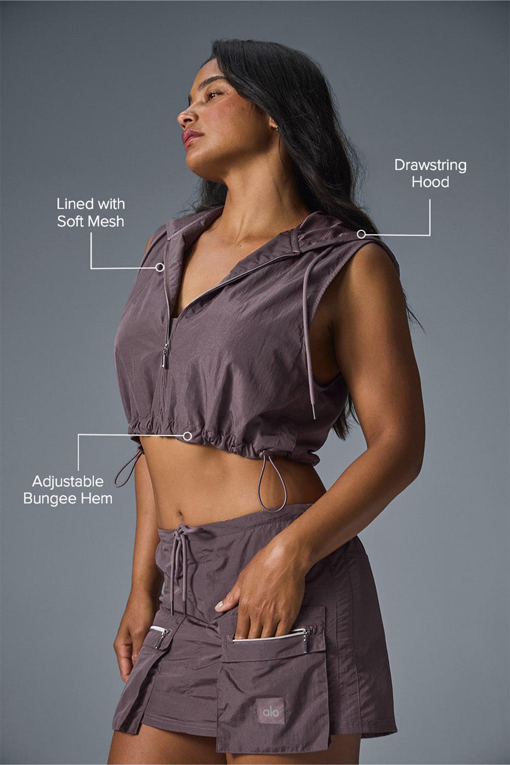Γιλεκο γυναικεια Alo Yoga Crinkle Cropped Surplus Raisinette | Greece  GTDQV-3918
